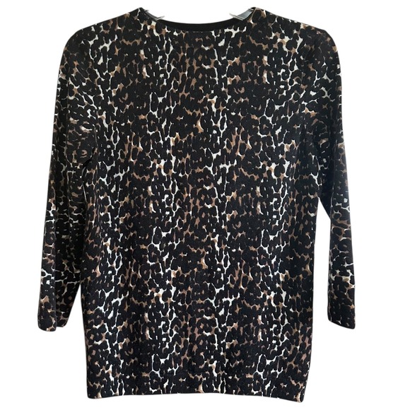 Talbots Sweaters - Talbots Pure Merino Wool Leopard Print Long Sleeve Sweater M Quiet‎ Luxury